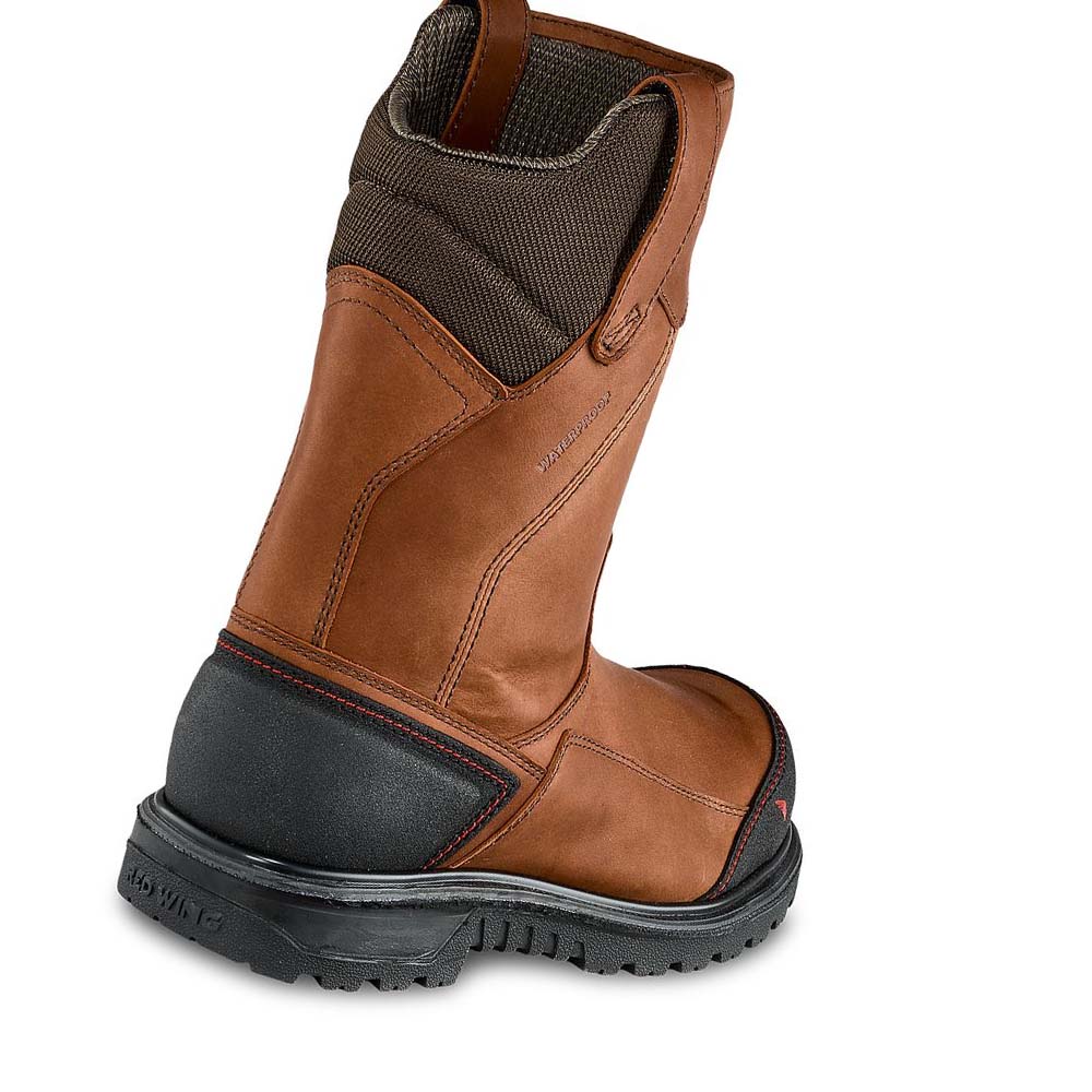 Red Wing Brnr XP 11-inch Waterproof Safety Toe Pull On Men's Boots Brown | ZA 233FDN